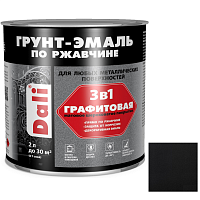 Грунт-эмаль по ржавчине Dali 3 в 1 графитовая черная 2 л