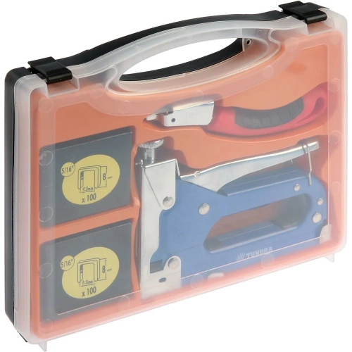 Мебельный степлер в кейсе ТУНДРА типы скоб 140/28/300, 4 - 14 мм + скобоудалитель, скобы 1550270 фото 7 Мебельный степлер в кейсе ТУНДРА типы скоб 140/28/300, 4 - 14 мм + скобоудалитель, скобы 1550270 фото 7