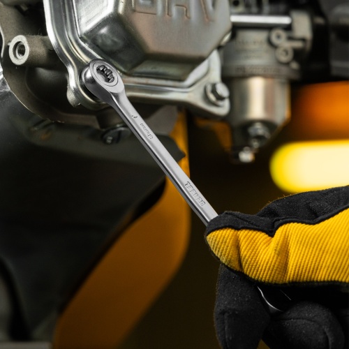 Ключ комбинированный трещоточный, 8 мм, CrV, матовый хром Denzel фото 8