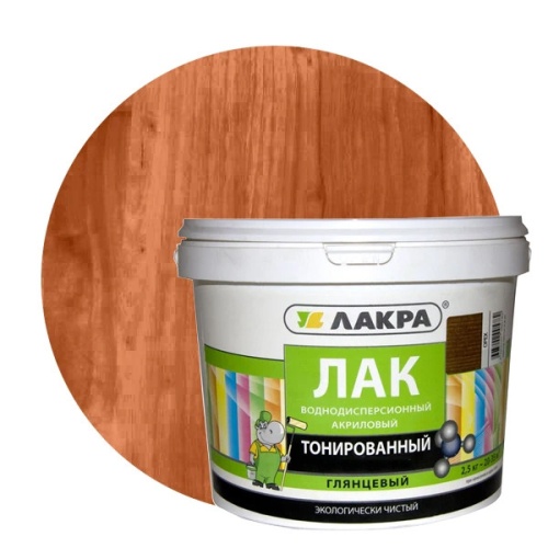 Лак акриловый тонированный Лакра с УФ-фильтром махагон 2,5 кг Лак акриловый тонированный Лакра с УФ-фильтром махагон 2,5 кг