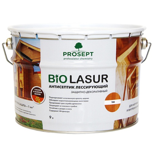 Антисептик лессирующий защитно-декоративный Prosept Bio Lasur 040-9 Тик 9 л
