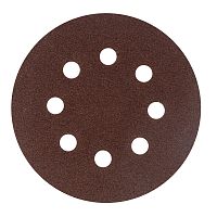 Круг абразивный на ворсовой подложке под "липучку", перфорированный, P 80, 125 мм, 5 шт Сибртех