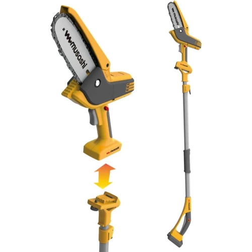 Цепная аккумуляторная ручная пила Musashi с удлинительной ручкой PCS-6001 Цепная аккумуляторная ручная пила Musashi с удлинительной ручкой PCS-6001