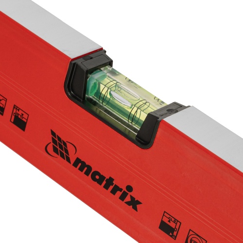 Уровень алюминиевый магнитный, 1800 мм, фрезерованный, 3 глазка (1 зеркальный) усиленный Matrix фото 3