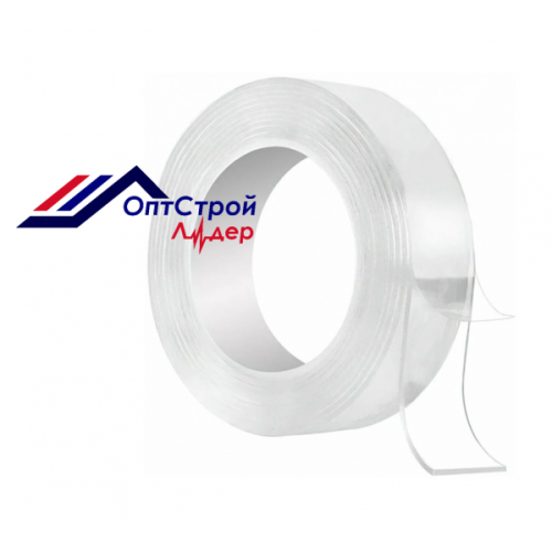Прозрачная двухсторонняя монтажная лента 19мм х 5м на каучуковой основе