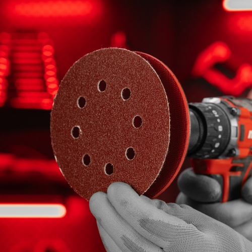 Круг абразивный на ворсовой подложке под "липучку", перфорированный, P 60, 125 мм, 5 шт Matrix фото 6