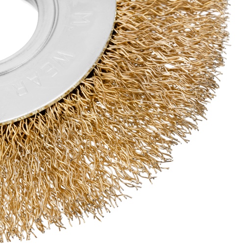 Щетка для УШМ, 100 мм, посадка 22.2 мм, плоская, латунированная витая проволока Matrix фото 3 Щетка для УШМ, 100 мм, посадка 22.2 мм, плоская, латунированная витая проволока Matrix фото 3