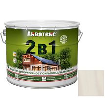Покрытие алкидное защитно-декоративное для древесины Акватекс 2 в 1 полуматовое белое 9 л