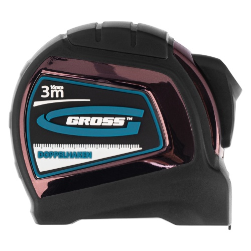 Рулетка "Doppelhaken",3 м x 16 мм,односторонний зацеп,Нейлон,двусторонняя шкала,автоматическая фиксация Gross фото 4