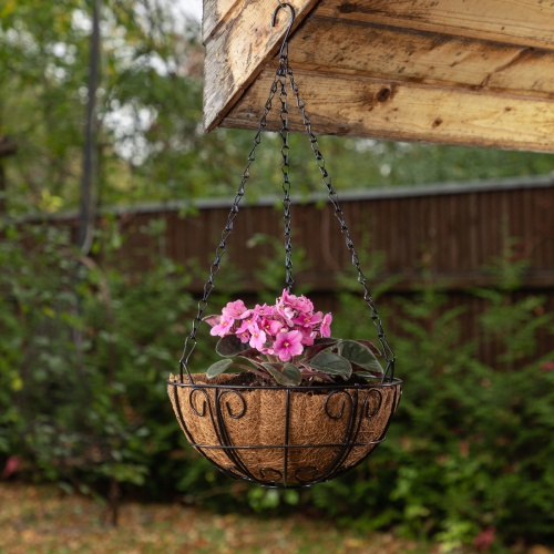 Подвесное кашпо с декором, 25 см, с кокосовой корзиной Palisad фото 8