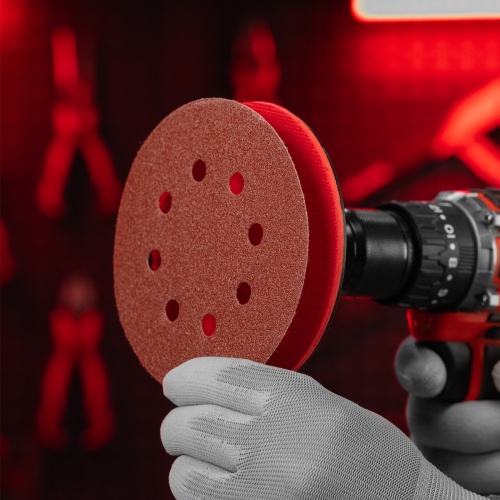 Круг абразивный на ворсовой подложке под "липучку", перфорированный, P 100, 125 мм, 5 шт Matrix фото 7