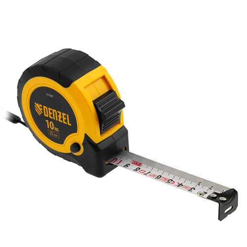 Рулетка 10м х 25мм, двухкомп. корпус, кнопка-пауза Denzel фото 4
