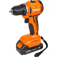 Дрель аккумуляторная Спец БДА-12-Б, (бесщеточный двигатель) 3Д логотип, нов.дизайн, 12В,2аккум 2,0Ач, Ли-Ион, 0-450/0-1450об/мин,30Нм,реверс,регулир.момента, подсветка, зарядка 2 СПЕЦ-4121