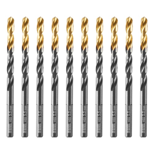 Сверло по металлу, 5,5 мм, HSS-Tin, Golden Tip, 10 шт. Denzel