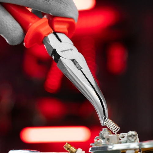 Длинногубцы изогнутые Econom, 180 мм, шлифованные, пластмассовые рукоятки Matrix фото 10