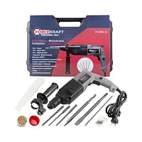 Электрический перфоратор Forcekraft сверла 5,7,8x140 мм; зубило плоское 20x220 мм, пика, уголь-е щетки, 220V; 50/60 Гц; 800 W; 0-1300 об/мин; 2.8 Дж, max Ø сверл,-24 мм, в кейсе FK-Z1C-DH02-26(51852)