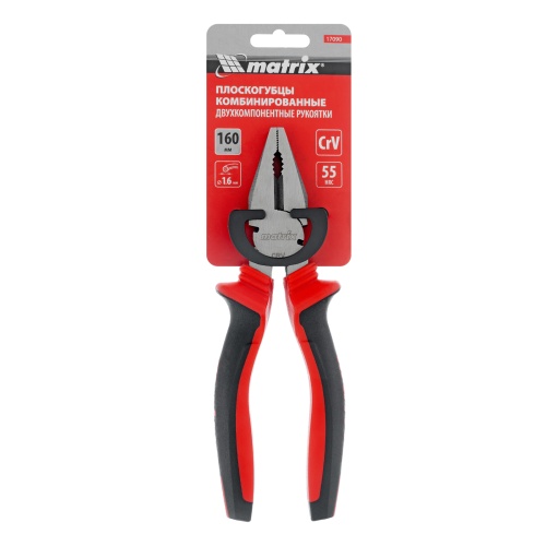 Плоскогубцы комбинированные, 160 мм, хром-ванадий, двухкомпонентные рукоятки Matrix фото 6