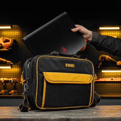 Сумка для инструмента, 400х170х300 мм, 3 отделения, 28 карманов, наплечный ремень Denzel фото 11