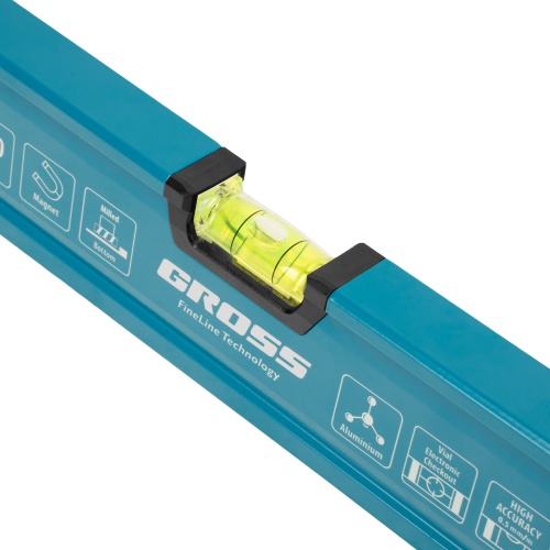 Уровень алюминиевый, магнит., фрезерованный, 2 глазка, 0,5 мм/м, 400 мм Gross фото 4