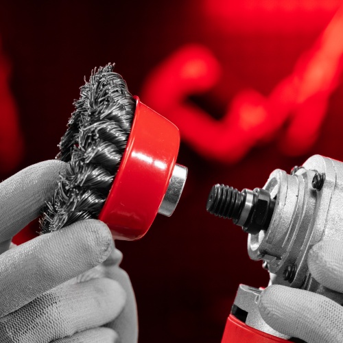 Щетка для УШМ, 75 мм, М14, "чашка", крученая проволока 0.5 мм Matrix фото 7