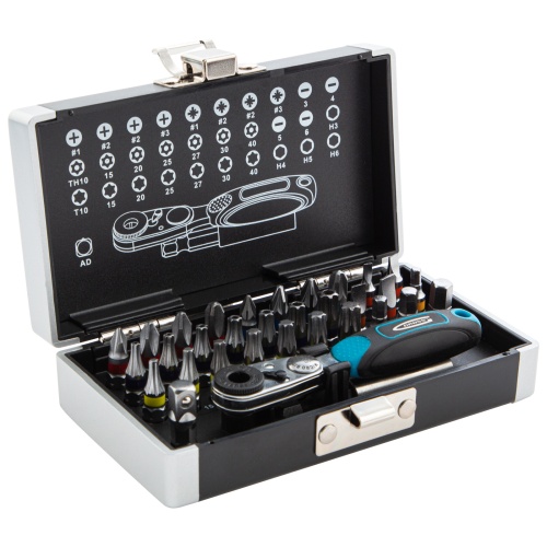 Набор бит, 1/4, магнитный адаптер, сталь S2, пластиковый кейс, 33 предмета Gross фото 2