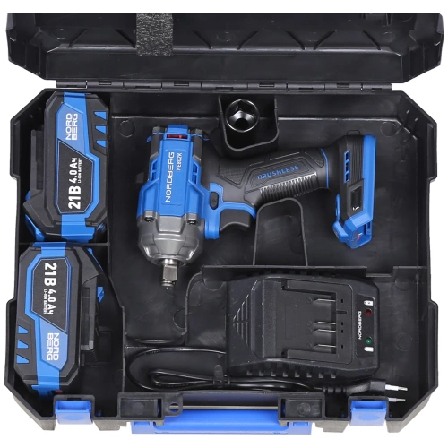 Гайковерт аккумуляторный NORDBERG 1/2, 21В, 500 Нм с двумя 4A аккум. и зар. уст-вом, в кейсе NE802K фото 7 Гайковерт аккумуляторный NORDBERG 1/2, 21В, 500 Нм с двумя 4A аккум. и зар. уст-вом, в кейсе NE802K фото 7