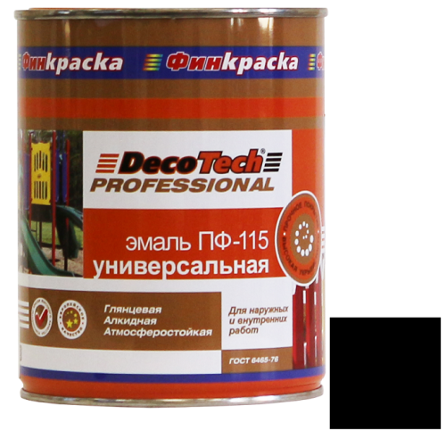 Эмаль DecoTech Professional ПФ-115 Ral 9005 черная глянцевая 0,9 кг