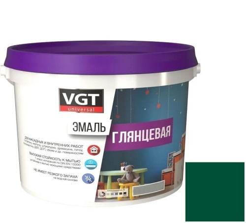 Эмаль универсальная VGT глянцевая Ral 6005 зеленая 1 кг