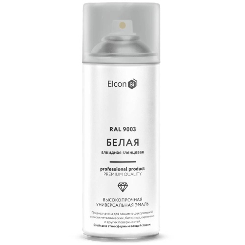 Эмаль аэрозоль алкидная универсальная Elcon белая глянцевая 520 мл RAL 9003