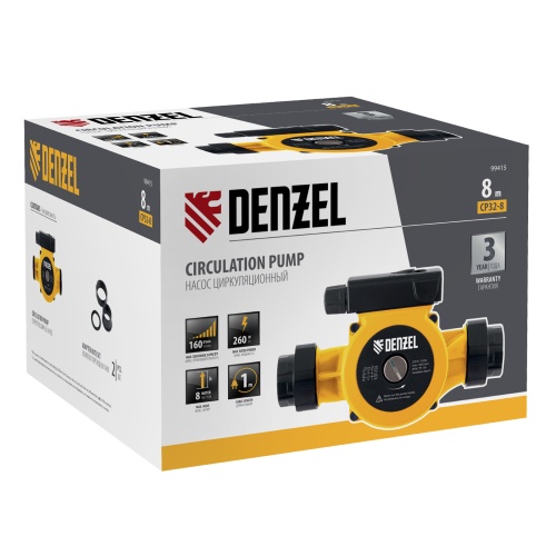 Циркуляционный насос CP32-8, напор 8 м, 160 л/мин, 1 м кабель, монт. длина 180 мм Denzel фото 12