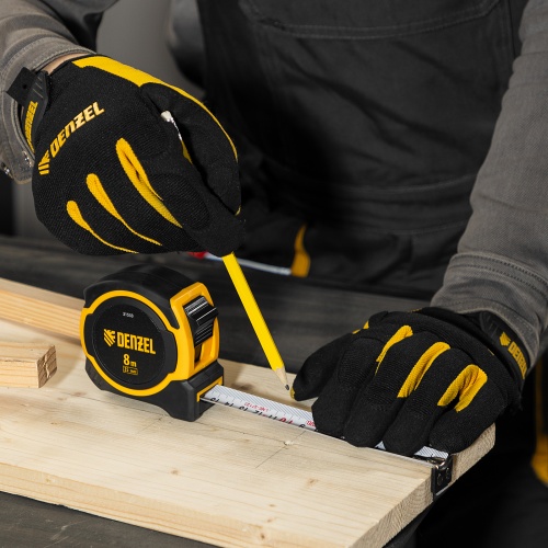 Рулетка 8м х 25мм, двухкомп. корпус, магнитный обрезиненный зацеп Denzel фото 9