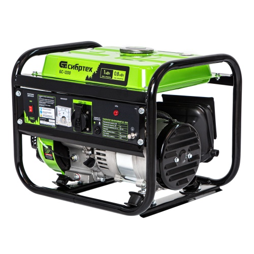 Генератор бензиновый БС-1200, 1 кВт, 230 В, четырехтактный, 5.5 л, ручной стартер Сибртех фото 2