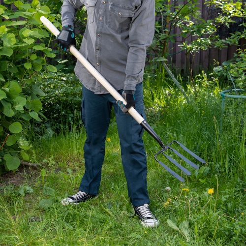 Вилы 4 - х рогие, копальные, 190х220х1320 мм, кованые, деревянный черенок, Арти, фото 7