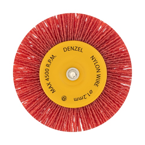 Щетка для дрели, 100 мм, Плоская, со шпилькой, нейлоновая щетина Denzel фото 2