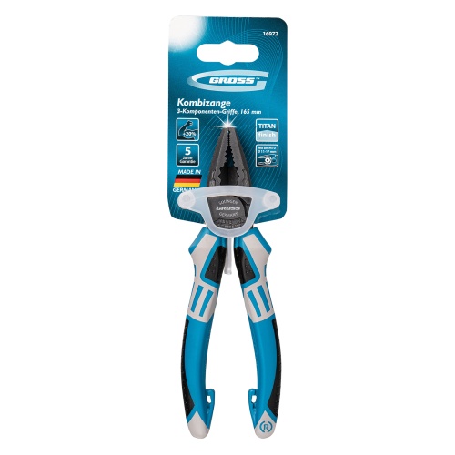 Плоскогубцы комбинированные 165 мм, трехкомпонентные рукоятки Gross фото 6