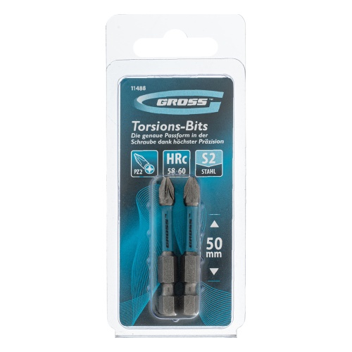 Бита торсионная PZ2 x 50 мм, для ударных шуруповертов, 2 шт. Gross фото 5