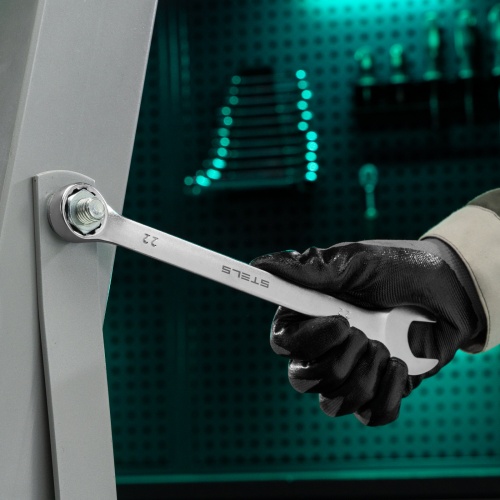 Ключ комбинированный, 22 мм, CrV, матовый хром Stels фото 8