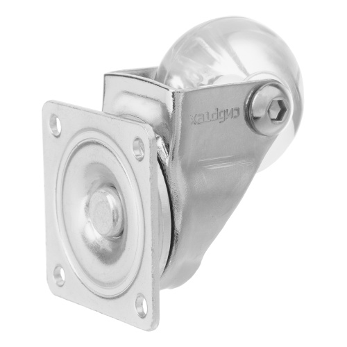 Колесо ПУ прозрачное поворотное d-35 мм, крепление платформенное Сибртех фото 2 Колесо ПУ прозрачное поворотное d-35 мм, крепление платформенное Сибртех фото 2