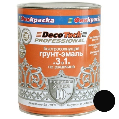 Грунт-эмаль DecoTech Professional 3 в 1 00-00015859 черный под RAL9005 0,9 кг