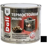 Эмаль термостойкая кремнийорганическая Dali 80206 антикоррозионная матовая черная 0,4 л