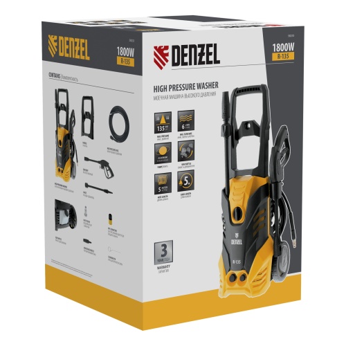 Моечная машина высокого давления R-135, 1800 Вт, 135 бар, 6 л/мин, колесная Denzel фото 6