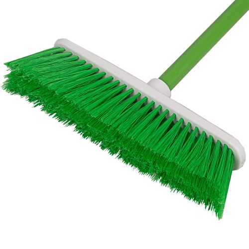 Щетка пластмассовая для подметания пола, 27 см, c черенком, 120 см, салатовая щетина, Home Palisad фото 3