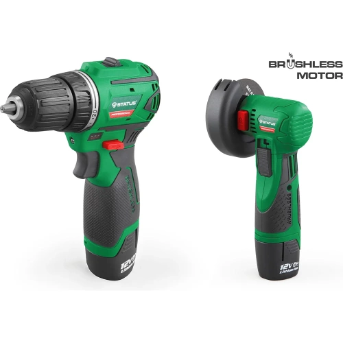Бесщёточный аккумуляторный набор Дрель + УШМ STATUS 07126201 Бесщёточный аккумуляторный набор Дрель + УШМ STATUS 07126201