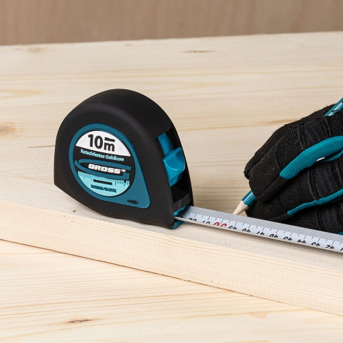 Рулетка "Ergonomisch",10 м x 25 мм,магнитный обрезиненный зацеп Gross фото 6
