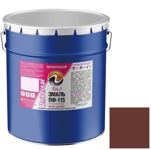 Эмаль Novocolor ПФ-115 красно-коричневая глянцевая 25 кг