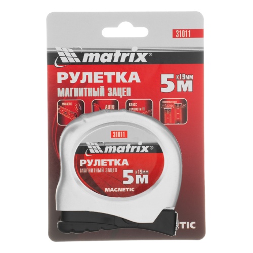 Рулетка Magnetic,5 м х 19 мм,магнитный зацеп Matrix фото 7