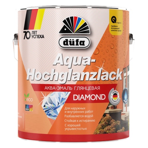 Эмаль для дерева и металла акриловая Dufa Aqua-Hochglanzlack глянцевая белая 2 л
