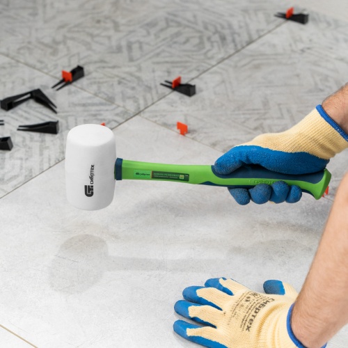 Киянка резиновая, 680 г, белая резина, фибергласовая рукоятка Сибртех фото 7