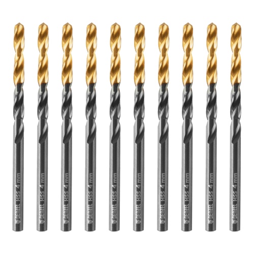 Сверло по металлу, 4 мм, HSS-Tin, Golden Tip, 10 шт. Denzel