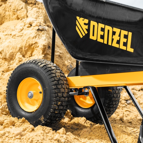 Тачка строительная, усиленная, объем 140 л, 250 кг, двухколесная, колесо 15х6.00-6 Denzel фото 18